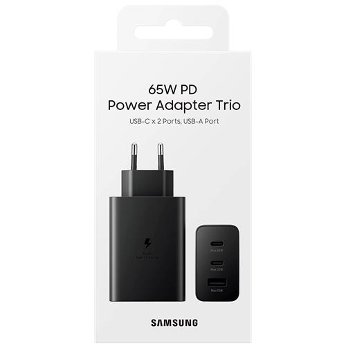 Cargador USB-C X2 + USB Trio Carga Rápida 65W Samsung (EP-T6530NBEGEU) Negro