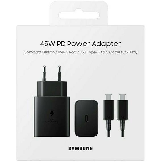 Cargador USB-C 45W+ Cable USB-C Samsung Negro (EP-T4510XBEGEU)