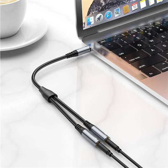 Cable Audio TRRS Splitter para clavija 3.5mm Hoco UPA21 3.5 Gris