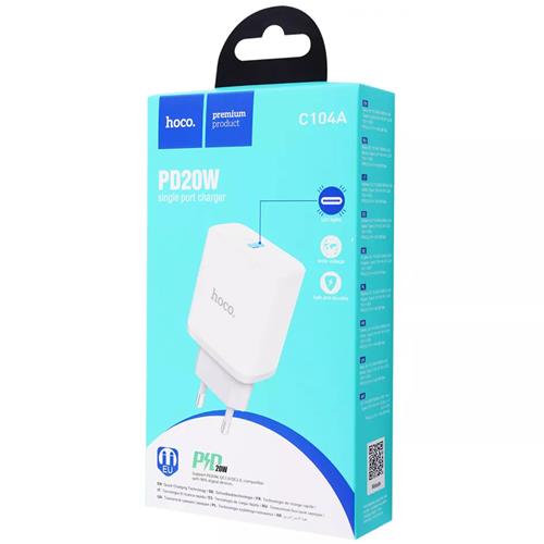 Cargador USB-C 20W Hoco C104A Blanco