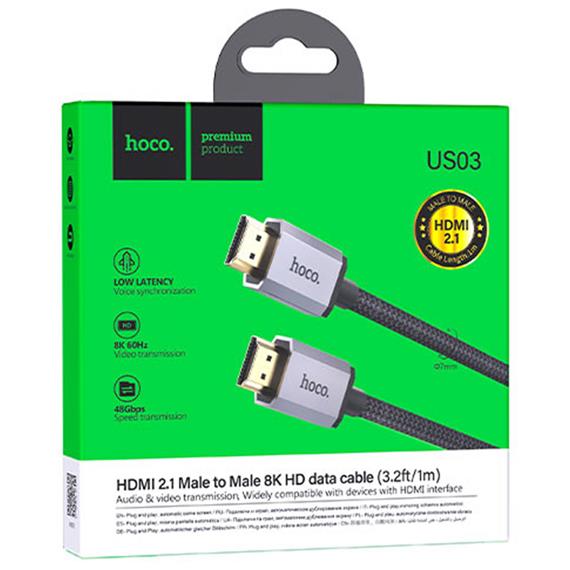 Cable HDMI HDTV 2.1 Ultra Hd 8K 1 m Hoco US03 Negro