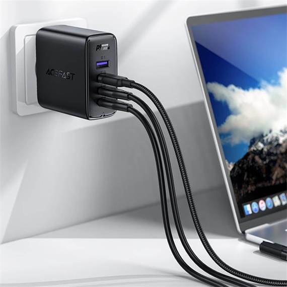 Cargador USB-C y USB 100W+ Cable USB-C Acefast A37 Negro