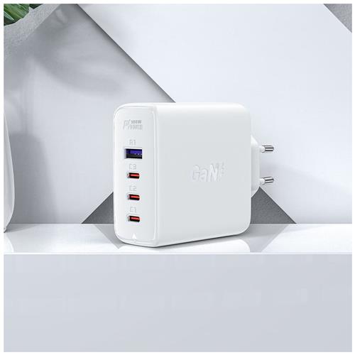 Cargador USB-C y USB 100W+ Cable USB-C Acefast A37 Blanco