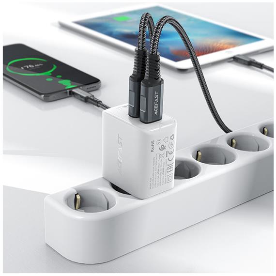 Acefast A33 QC18W Cargador USB-A-USB-A Blanco