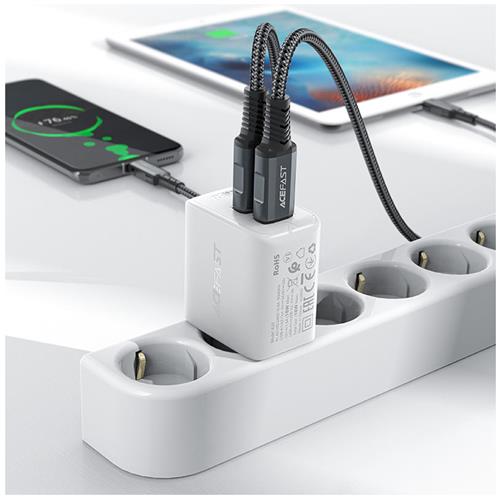 Acefast A33 QC18W Cargador USB-A-USB-A Blanco