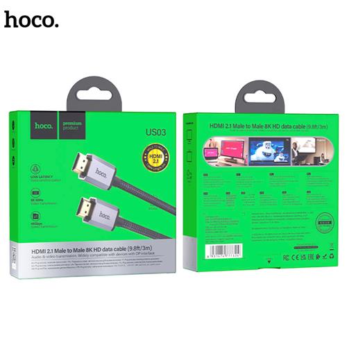 Cable HDTV 2.1 8K Ultra Hd 3 m Hoco US03 Negro