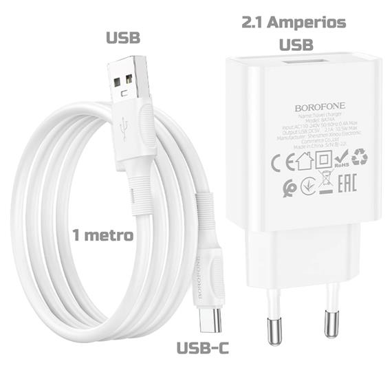 Borofone BA74A Cargador Aspirer Type C Blanco