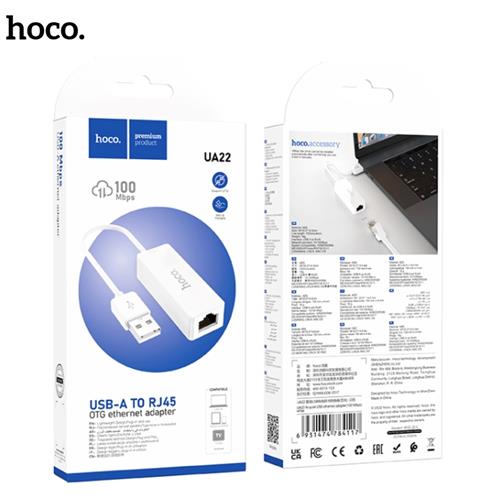 Hoco UA22 Adaptador de USB a Ethernet 100 Mbps Blanco