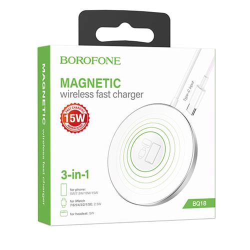 Cargador Magsafe 15W Borofone BQ18  3 en 1 Blanco