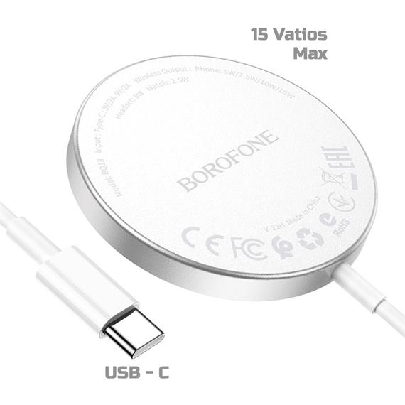 Cargador Magsafe 15W Borofone BQ18  3 en 1 Blanco