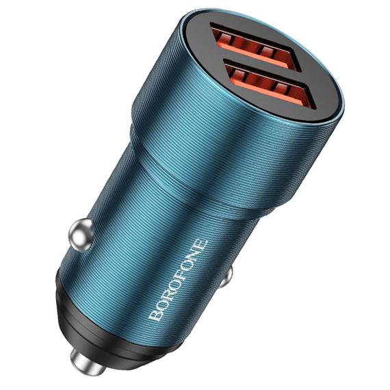 Cargador Coche USB 12v-24v 2.4Amp+ Cable Lightning Borofone BZ19