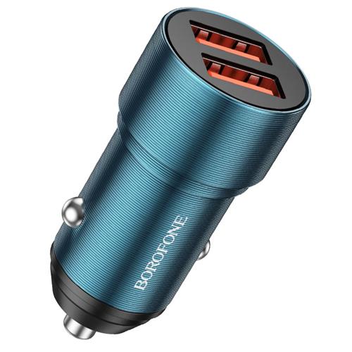 Cargador Coche USB 12v-24v 2.4Amp+ Cable Lightning Borofone BZ19