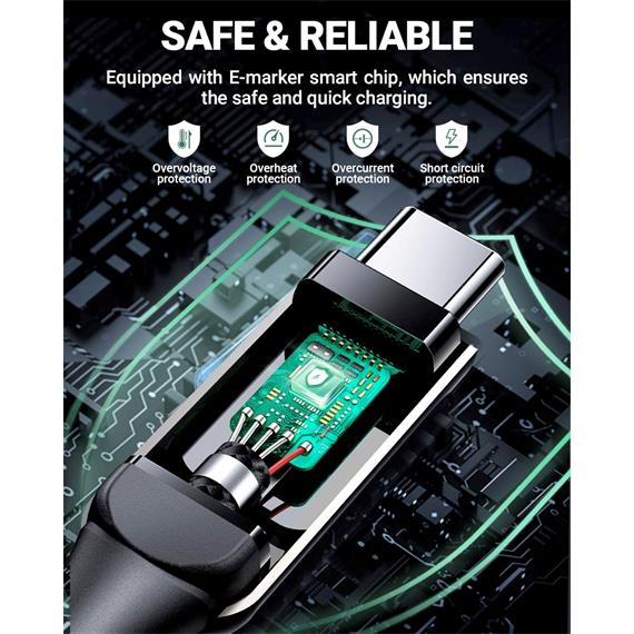 Acefast C6-03 Cable USB-C a USB-C 100W con LCD 2 Metros Plata