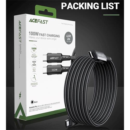 Cable USB-C a USB-C 2 metros 100W Acefast C4-03 Negro