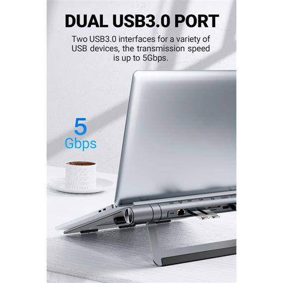 Acefast E5 Plus Soporte para portátil con HUB USB-C, HDMI y RJ45