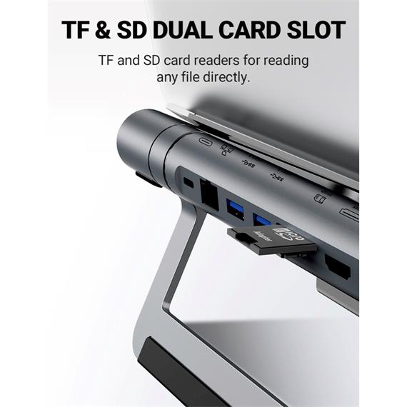Acefast E5 Plus Soporte para portátil con HUB USB-C, HDMI y RJ45