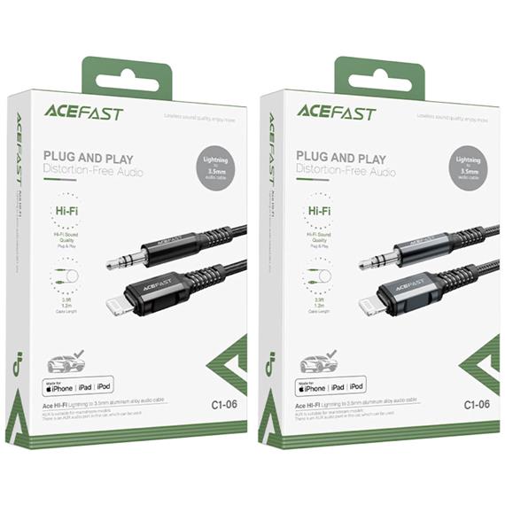 Cable Lightning - 3.5mm 1.2 m Acefast C1-06 Certificado Negro
