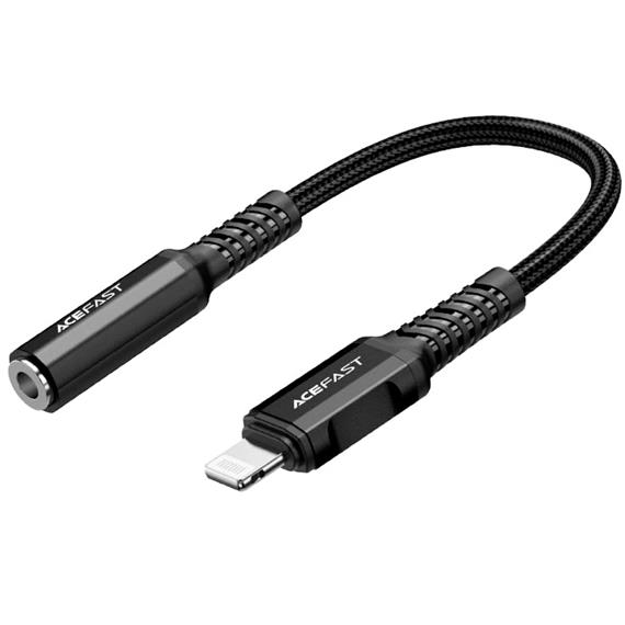 Cable Adaptador Auricular 3.5mm - Lightning 0.18 m Acefast C1-05 Reforzado Negro