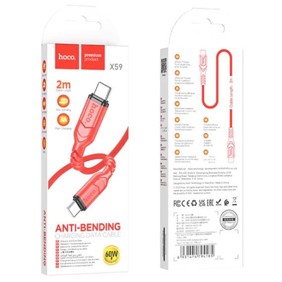 Cable USB-C a USB-C 2 metros 60W Hoco X59 Victory Rojo