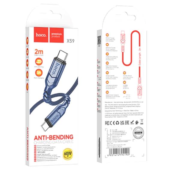 Cable USB-C a USB-C 2 metros 60W Hoco X59 Victory Azul