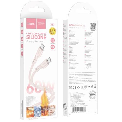Cable USB-C a USB-C 1 metro 60W Hoco X97 Crystal  Silicona Pink