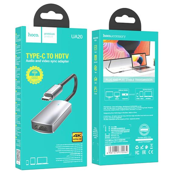 Hoco UA20 adaptador USB-C a HDMI 4K 30Hz
