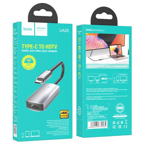 Hoco UA20 adaptador USB-C a HDMI 4K 30Hz
