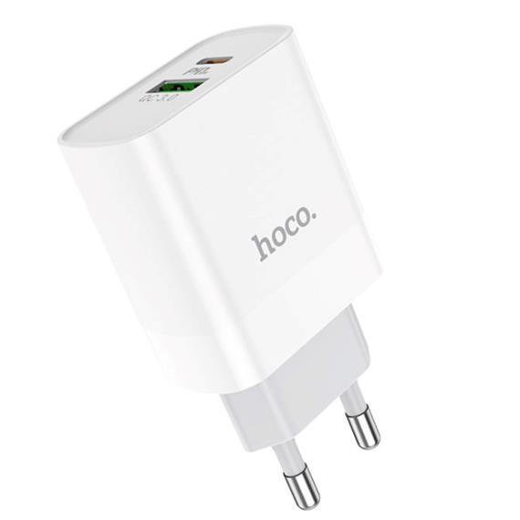 Cargador USB y USB-C 20W Hoco C80A Blanco