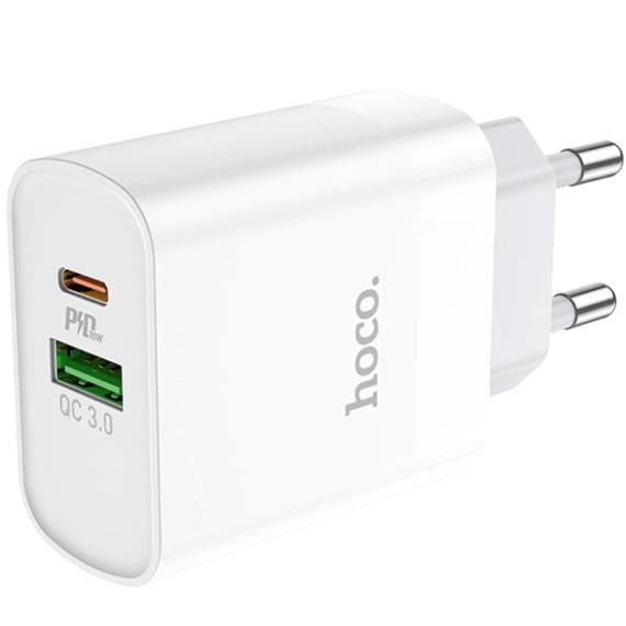 Cargador USB y USB-C 20W Hoco C80A Blanco