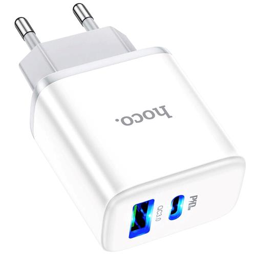 Cargador USB y USB-C 20W Hoco C105AQ Blanco