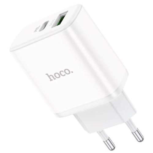 Cargador USB y USB-C 20W Hoco C105AQ Blanco