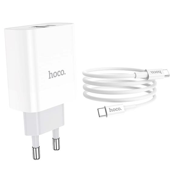Hoco C80A Plus Cargador Rápido USB-A y USB-C 20W QC3.0 + Cable USB-C