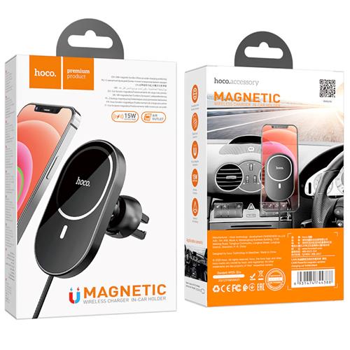 Cargador Coche Inalámbrico 15W Hoco CA90 Negro