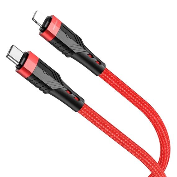 Cable USB-C a Lightning 1.2 metros 20w Borofone BU35 Cuerda Reforzado Rojo