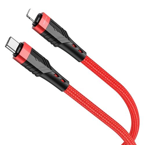 Cable USB-C a Lightning 1.2 metros 20w Borofone BU35 Cuerda Reforzado Rojo