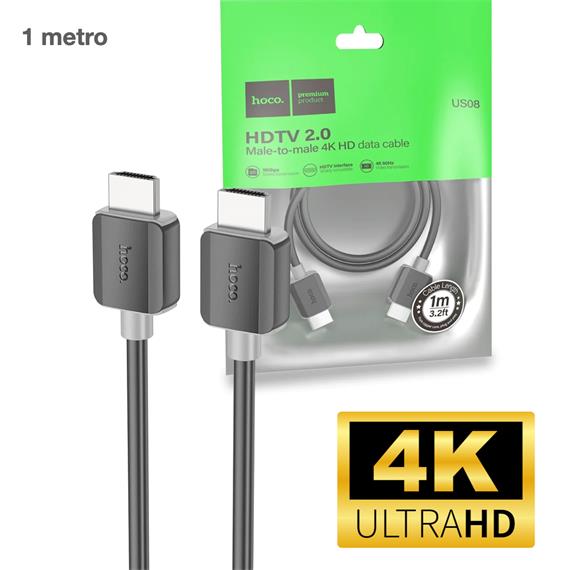 Cable HDTV 2.0 4K 1 m Hoco US08 Negro