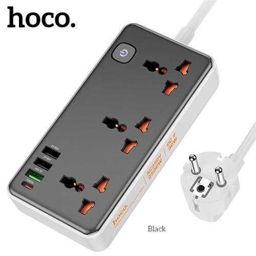 Hoco AC8A Regleta Multipaís con salidas USB 30W Negro