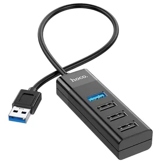 Hoco HB25 Hub USB con 4 Puertos (1x USB 3.0 y 2x USB 2.0) Negro