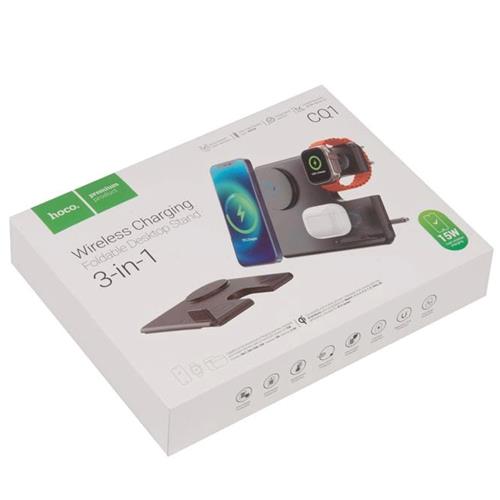 Hoco CQ1 Cargador 15W Inalámbrico y Magnético 3-1 para iPhone, watch y Airpods