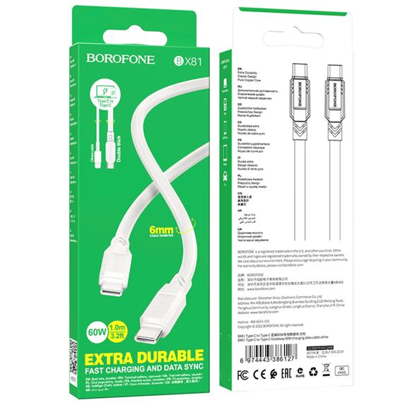 Cable Usb-C a Usb-C de 60W 1 metro Borofone BX81 Blanco