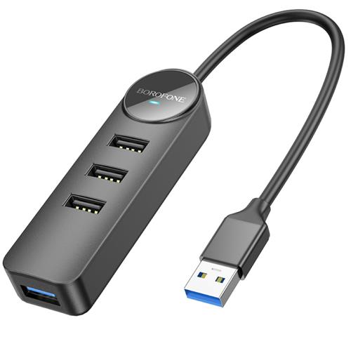 Borofone DH5 Hub USB con 4 puertos 3.0 5 Gbps y cable de 1.2 metros