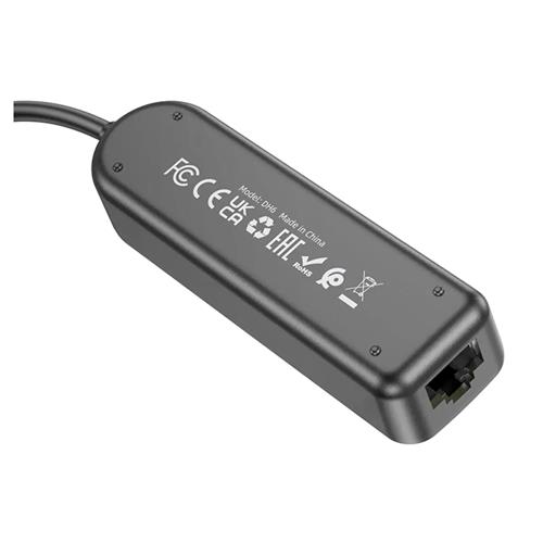 Borofone DH6 Hub USB-C con 3 puertos USB 3.0 y RJ45 1000/100