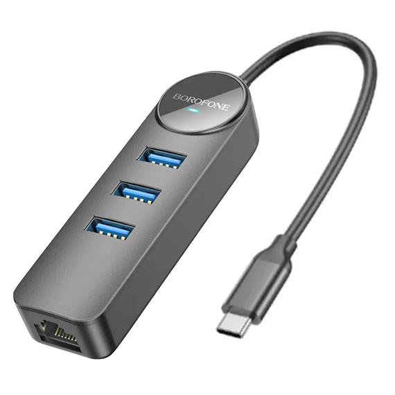 Borofone DH6 Hub USB-C con 3 puertos USB 3.0 y RJ45 1000/100
