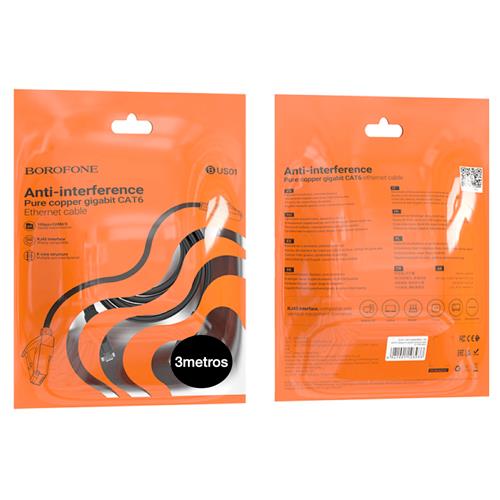 Borofone BUS01 Cable Ethernet Gigabit Cat. 6 3 metros Negro