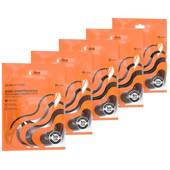 Borofone BUS01 Cable Ethernet Gigabit Cat. 6 5 metros Negro