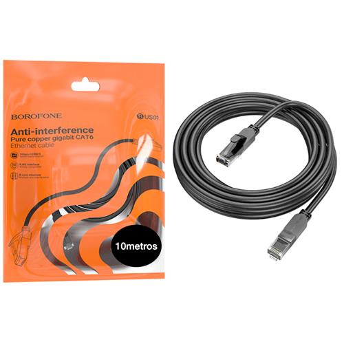 Borofone BUS01 Category 6 Gigabit Network Cable Negro 10M