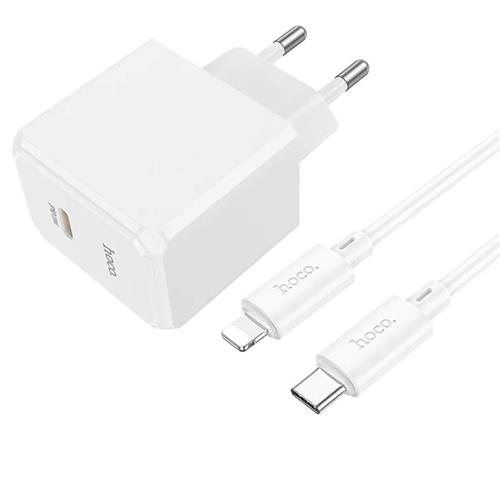 Cargador USB-C 20W+ Cable USB-C a Lightning Hoco CS13A Blanco
