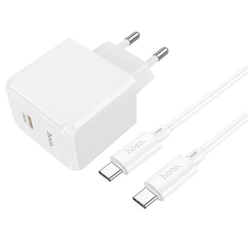 Cargador USB-C 20W + Cable USB-C a USB-C Hoco CS13A Blanco