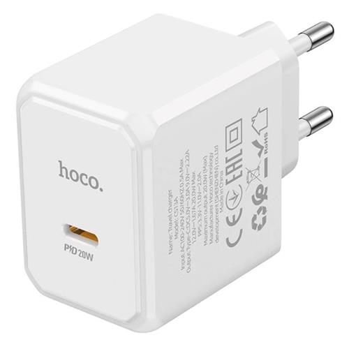 Cargador USB-C 20W + Cable USB-C a USB-C Hoco CS13A Blanco