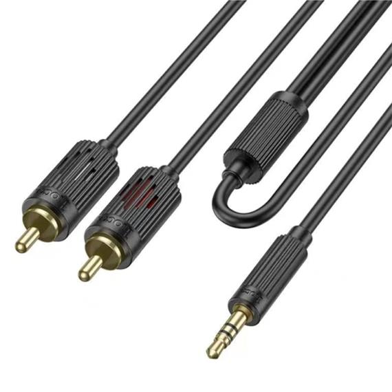 Cable de Audio Jack 3.5mm a Doble RCA 1.5 Metros Hoco UPA28 Negro